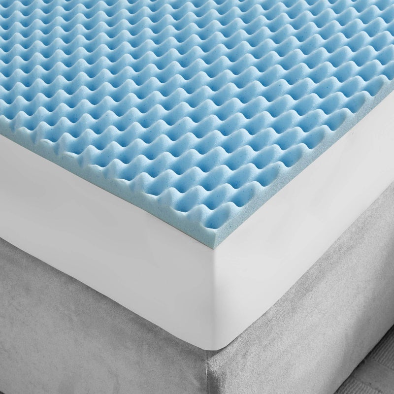 Sleep Philosophy Gel Infused Memory Foam Mattress Topper Luxurious, All Season Enhanced Bed Support, Twin, 1.5" Thick, Without Cover Blue - Image 5